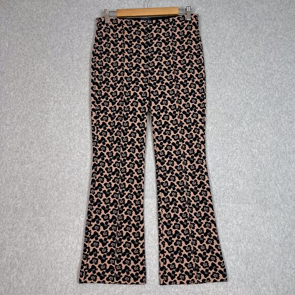 Anthropologie Maeve Brown Print The Margot Kick Flare Cropped Trousers Sz Small - Picture 2 of 13